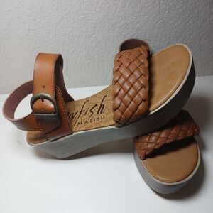NEW BLOWFISH Comfort Brown Strappy Platform Sandals Travel Party Size 8 #A2